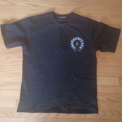 Chrome Hearts boys size L T-shirt with Triple Fat metal Cross Pendant on front.