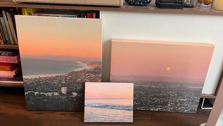 Set of 3 San Diego Sunset Coastal Canvas Prints