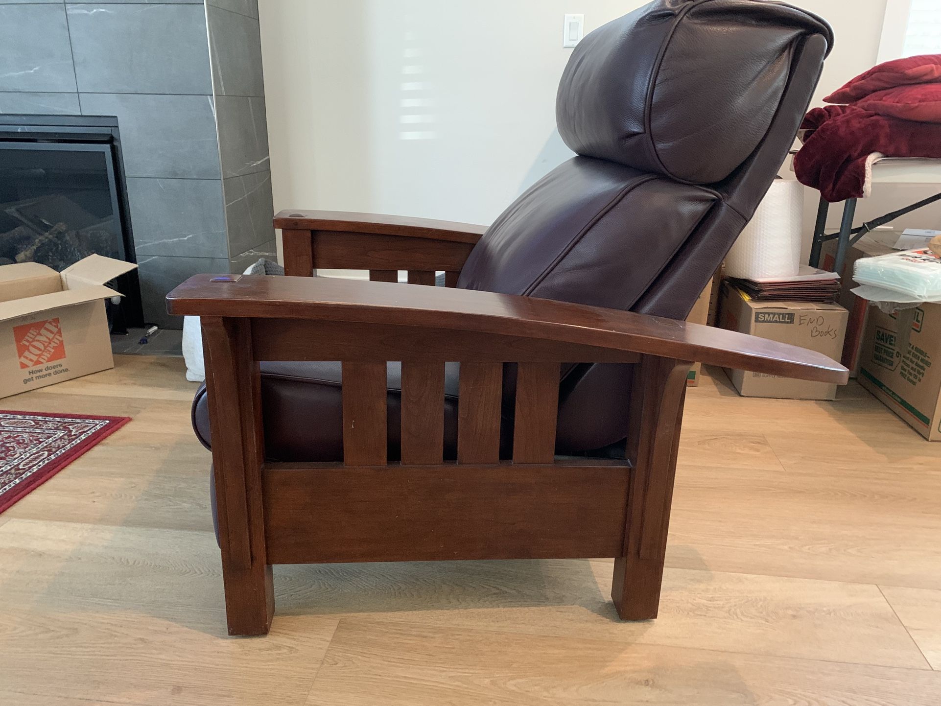 Stickler Wood/Leather Recliner
