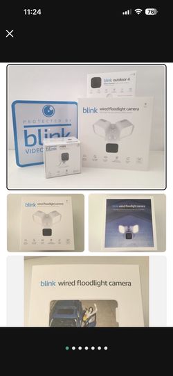NEW Blink Wired Floodlight with 3 Camera Bundle with Sync Module & Yard Sign