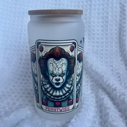 Halloween Glass Cup With Lid And Straw Pennywise Halloween Cup
