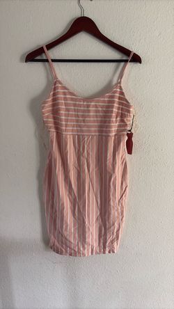 Pink and White Striped Mini Dress