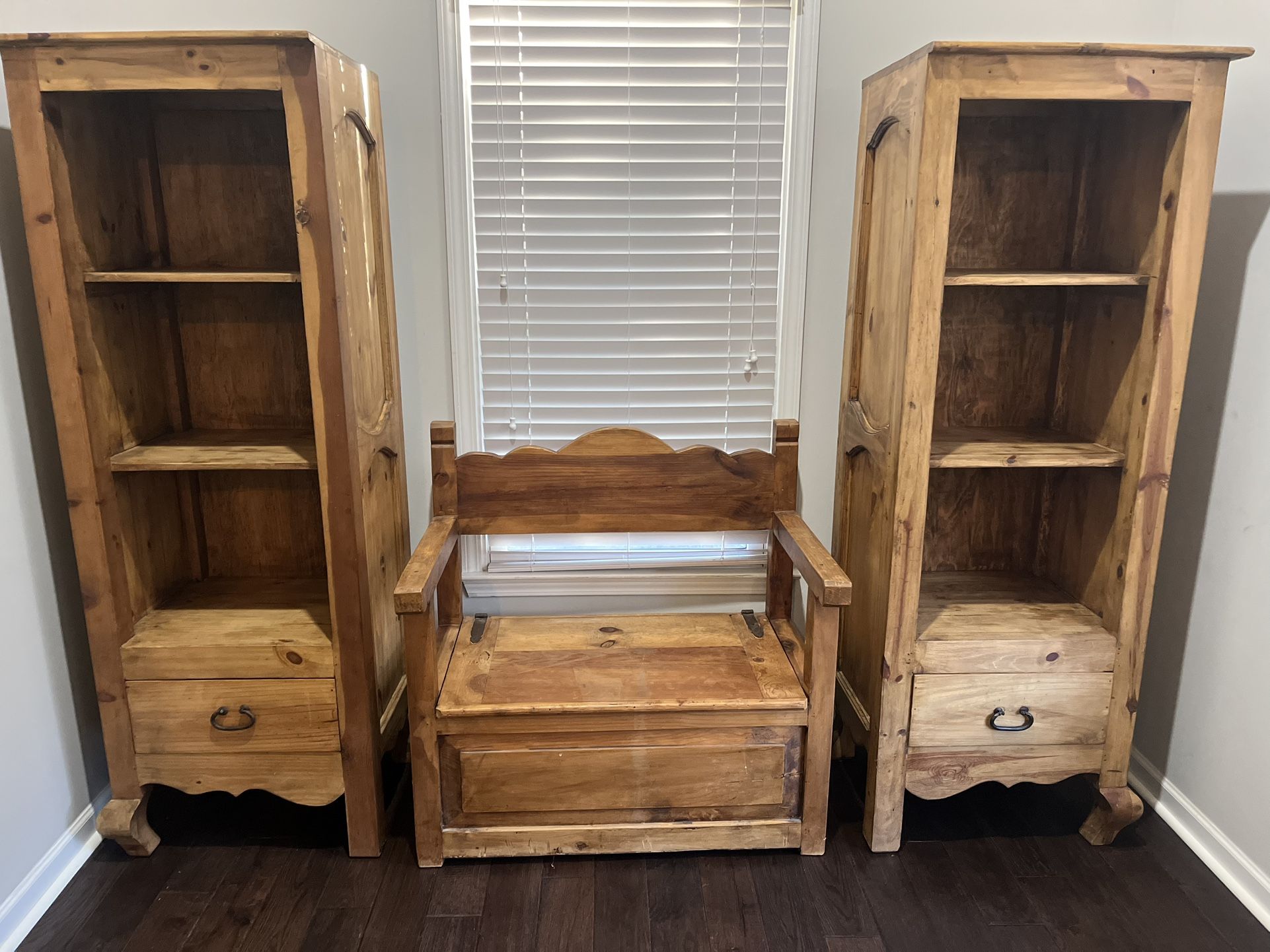 Rustic pine Shelfs Set Of 2 ( Free bench ) 