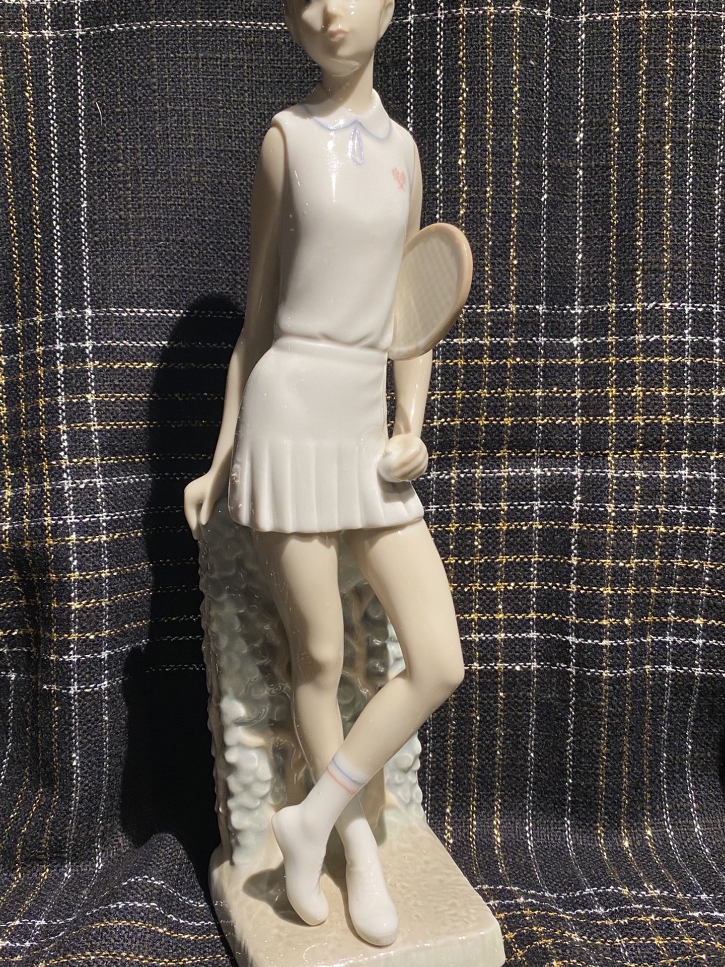 Lladro Tennis Player Girl, Glazed Finish, Height Approx 10-12”