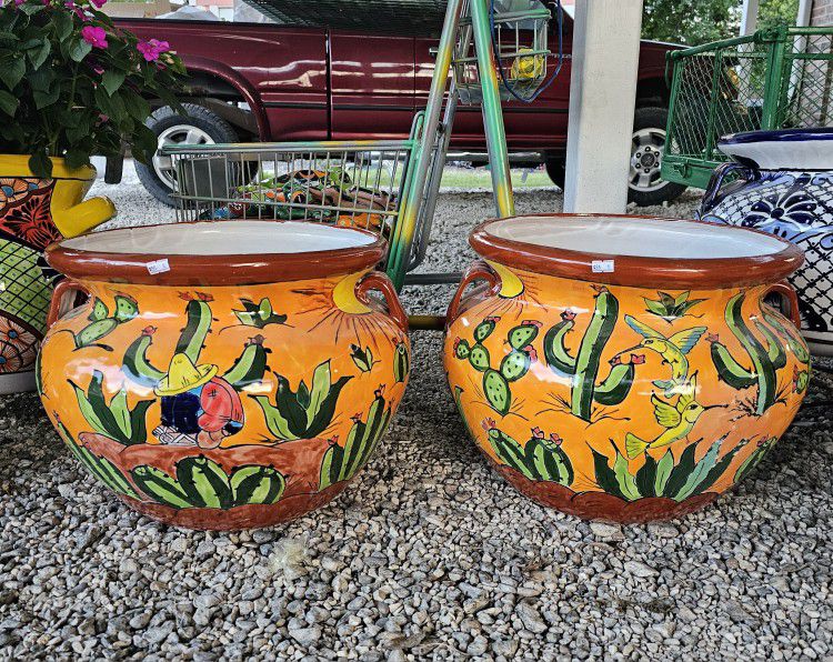CactusTalavera Clay Pots. Planters. Plants. Pottery $55 cada uno