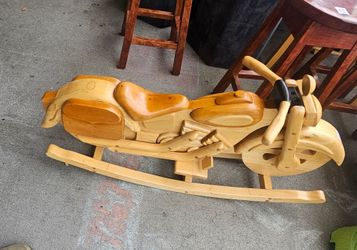 Custom Handmade Wooden Motorcycle Rocking Horse - 48" Cruiser Rocker

Vintage Style Handcrafted Wooden Motorcycle Rocker - Great Condition!