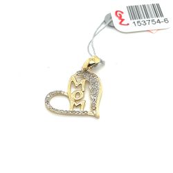 10kt Gold Diamond Pendant Heart With Mom .20ctw 1.16grams 153754 6