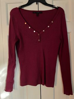 White House Black Market Ribbed Henley Sweater