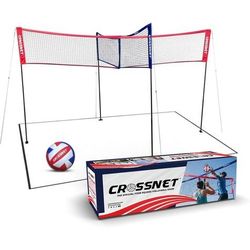 Vivere CROSSNET Quick Assemble 4 Square Volleyball Game Set for Adults and Kids with Volleyball Net, Backpack and Ball for Outdoor Games