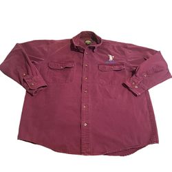 Cabela’s Shirt Men Large Burgundy Embroidered Bird Button Down Outdoors Workwear