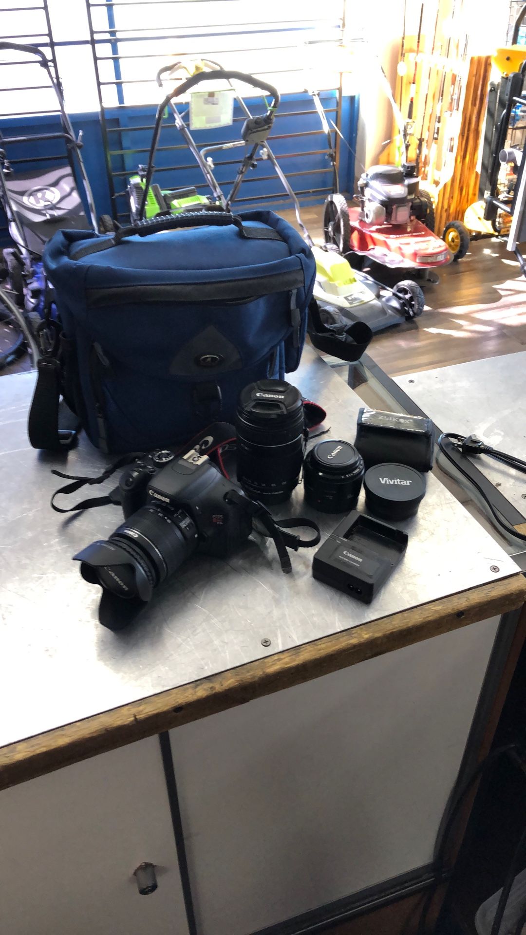 1003 Canon EOS REBEL T3i 18mp Dslr Camera W/ 3-lens, 1-macro Lens, Battery & Charger In Carry Bag 006656