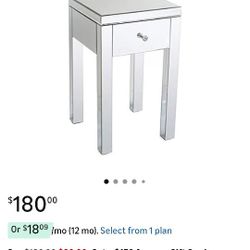 Home Modern and Contemporary Small 1 Drawer Mirrored Nightstand Bedside Table