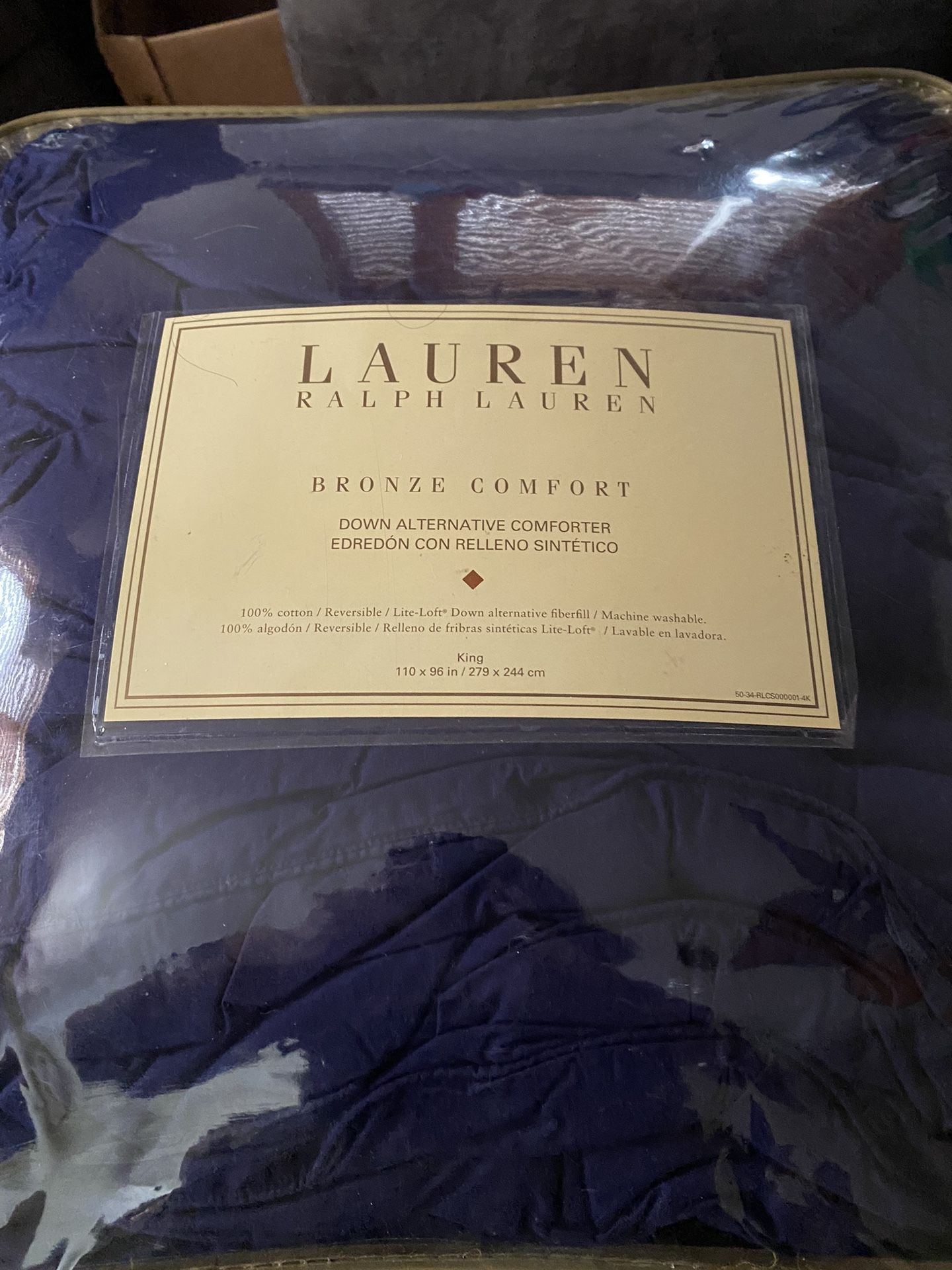 Ralph Lauren King Size Navy Blue Comforter (Brand New In Plastic!)