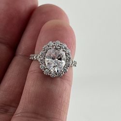 New Sterling Silver 925 Cz Oval Cut Ring Size 5