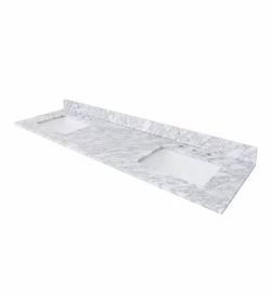 Item014- 73 in. W x 22 in D Marble White Rectangular Double Sink Vanity Top in White ( Home Depot item) new in box  (((it’s cracked)))) perfect for so