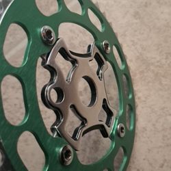 Bmx Aluminum Green Anodized 42T Chainring,  Polished Star