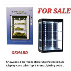 Showcase 3-Tier Collectible USB Powered LED Display Case with Top & Front Lighting