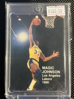 1990 N.B.A. Superstars Magic Johnson Los Angeles Lakers On Card Auto