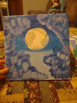 Handmade Moonlight Blossom Painting