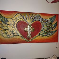 Witch's Magic Brooms for good energy in the home. Japan painting and heart with wings painting.