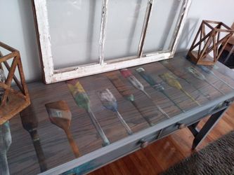 Hand painted "Boat oars" solid wood console/entryway table