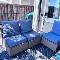 Patio Furniture Rattan With Cushions As Shown
