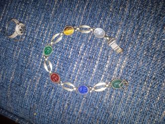 Sterling Silver 925 Multicolored Scarab Bracelet