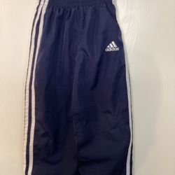 Adidas Navy Blue Toddler Windbreaker Pant With 3 White Stripes Size 3T New