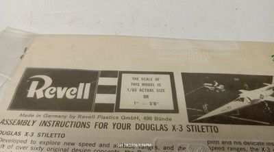 Revell Douglas X-3 Stiletto Model Kit 1/65 Scale Offered in Germany Vintage