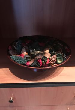 Metal decorative cranberry bowl with potpourri
