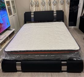 Queen bed frame with mattress