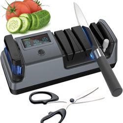 5-in-1 Electric Knife Sharpener for Kitchen Knives, 3-Stage Sharpener with 100%  ص