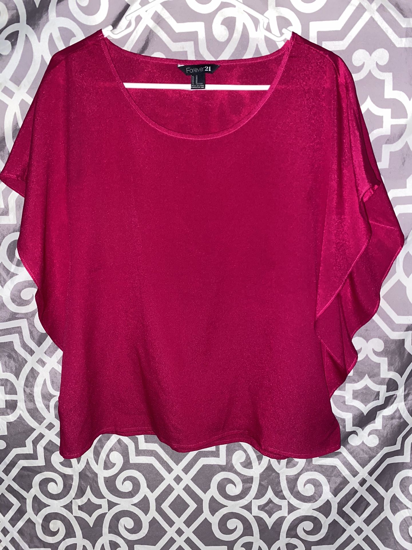 Size Medium Hot Pink F21 Forever 21 Blouse Basic Chiffon