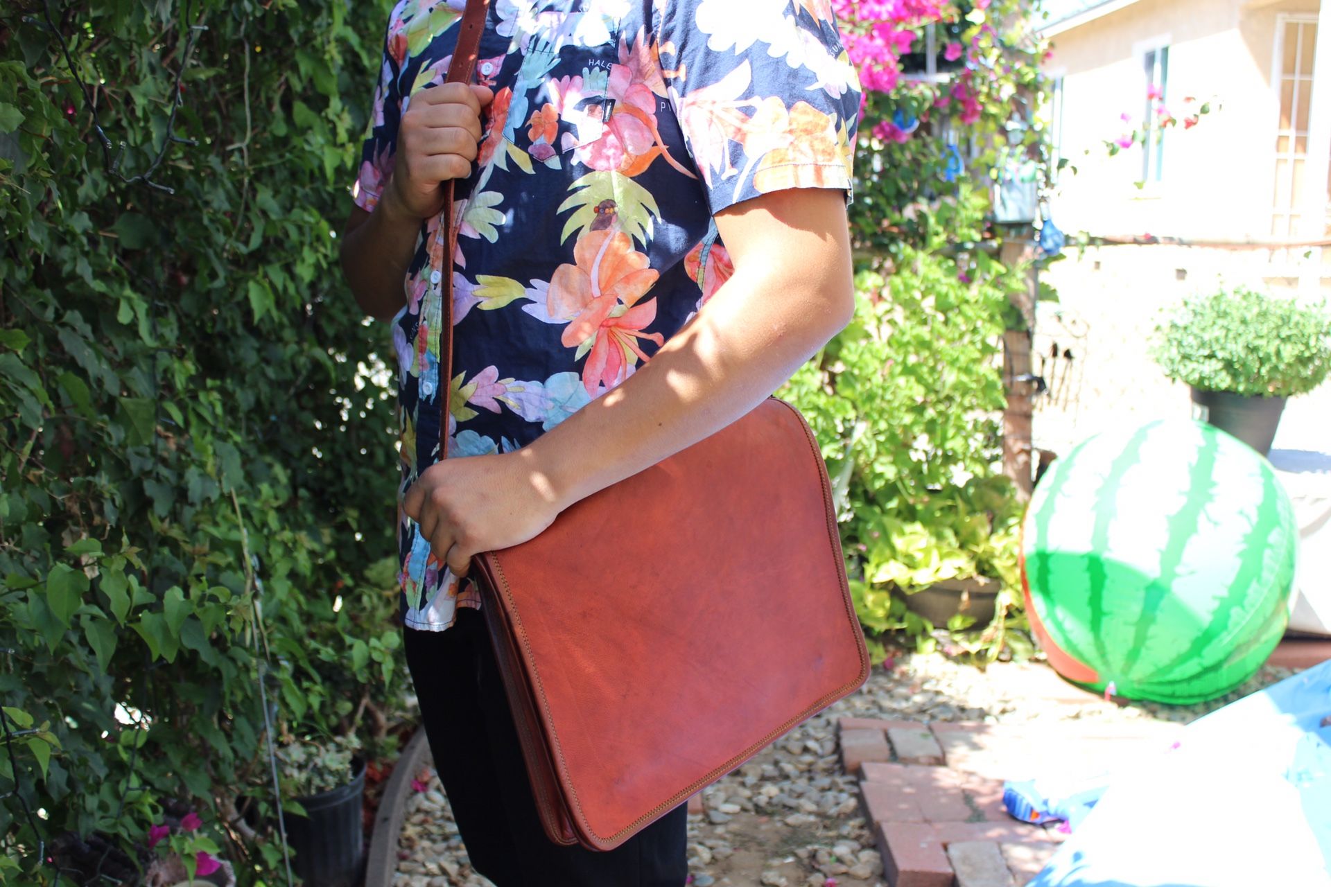 Leather messenger bag