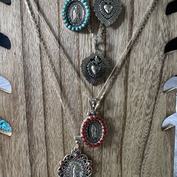 Sterling Silver Virgen De Guadalupe Necklace 