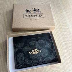 Coach Mini Skinny ID Case Signature Canvas Print Wallet