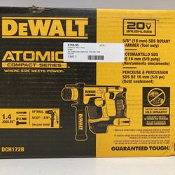 DeWalt DCH172B Atomic Compact Series 5/8" SDS Rotary Hammer, Tool Only