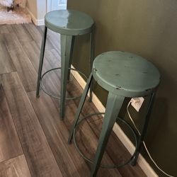 2 turquoise bar stools 