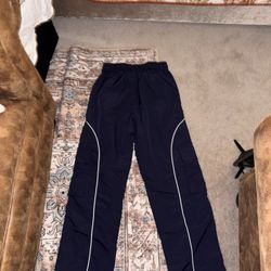 Loose Drawstring Cargo Pants Navy Blue Mens Small