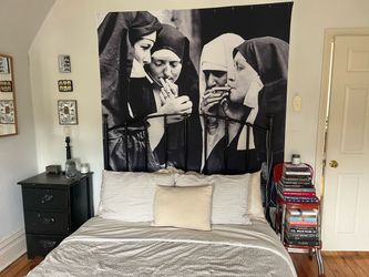 Smoking nuns tapestry/shower curtain