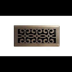 Hampton Bay Classic Scroll 4 in. x 10 in. Steel Floor Register in Antique Brass
