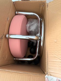 Pink Rolling Stool with Wheels