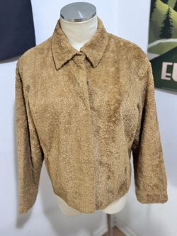 Womens Vintage Brown Fuzzy jacket outerwear Marco Visconti Sz 10 old school coat classy