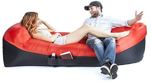 Inflatable water couch with cup holder and headrest