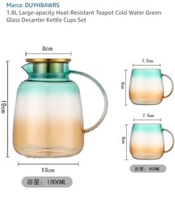 Glass Pitcher and Cups Set 1.8L