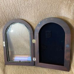 PORTA LLAVES DE PARED DE MADERA Y CRISTAL