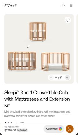 3 in 1 Stokke convertible crib