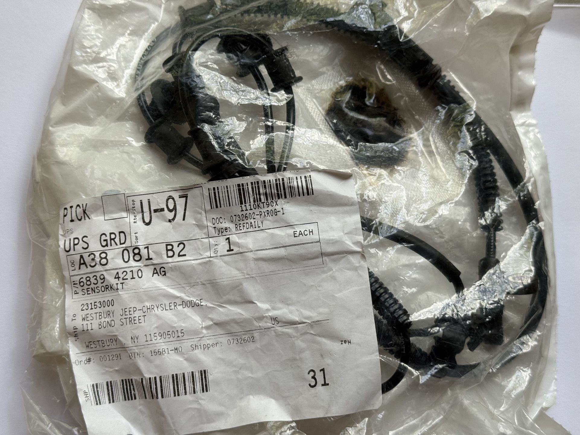 Genuine Mopar Front ABS Wheel Speed Sensor for JL Jeep Wrangler 