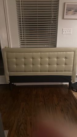 Queen Cream Tufted Upholstered Headboard
