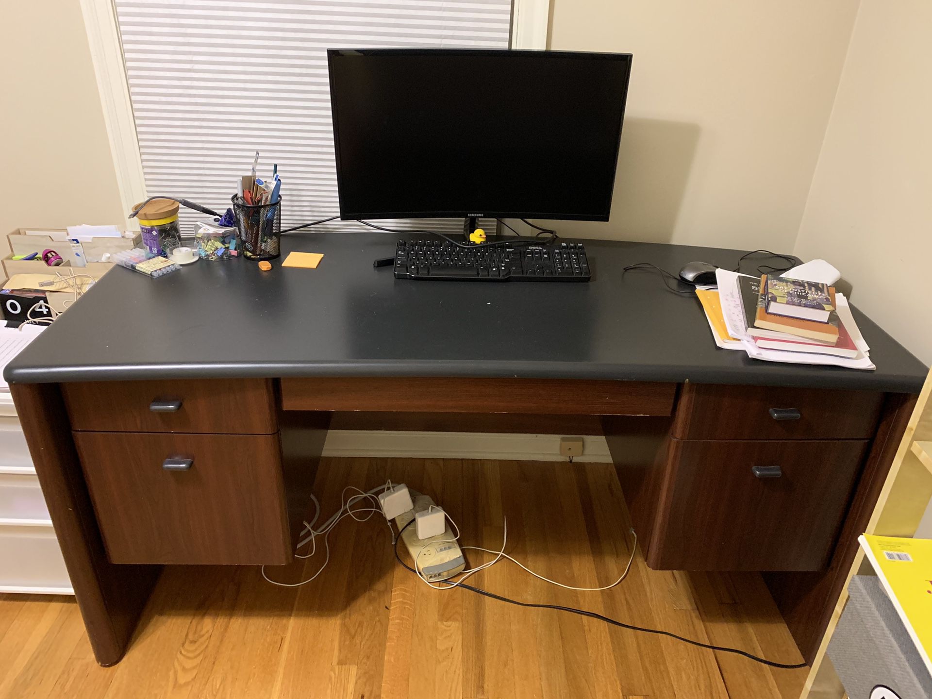 Large wood working desk with four drawers
